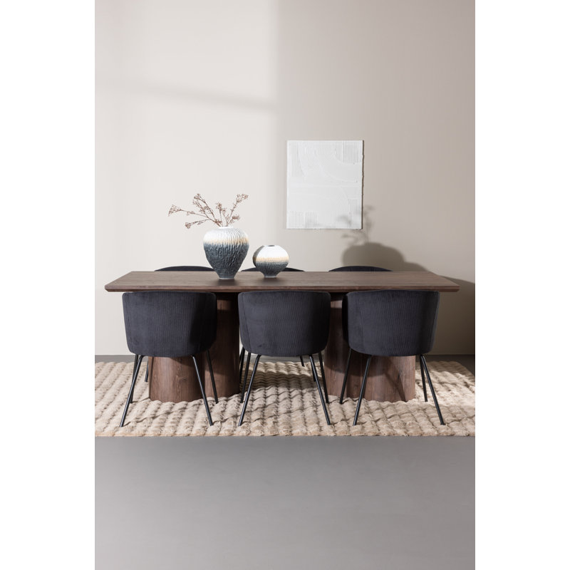 Wanda 6 - Person Dining Set, Black, Brown, Black