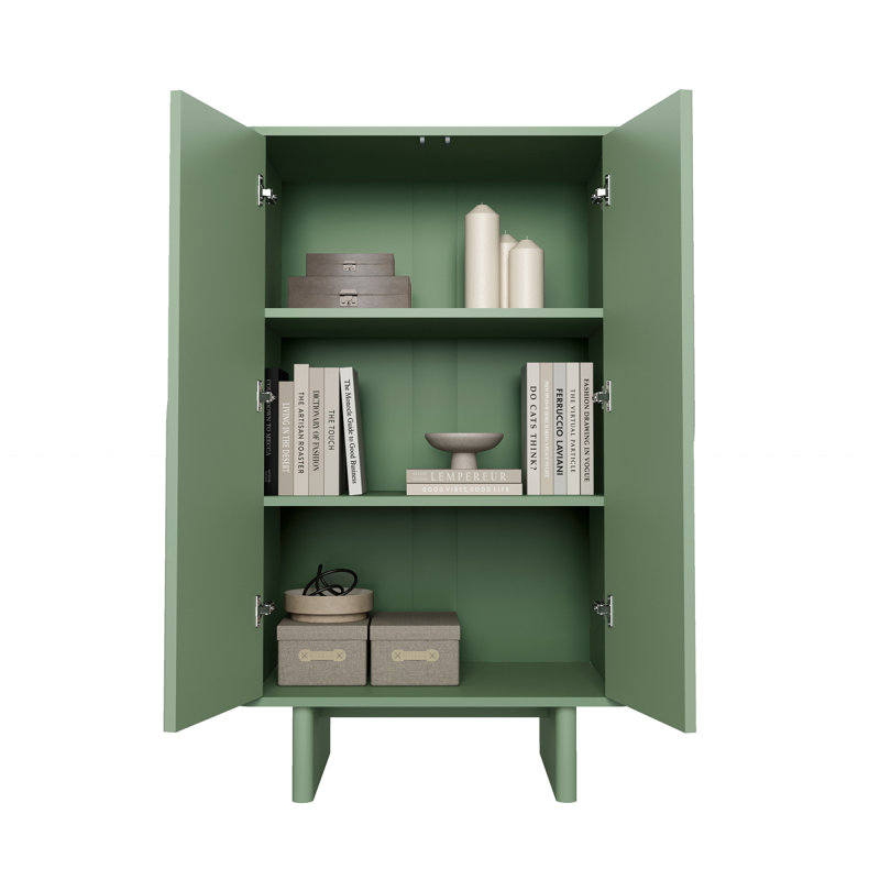 Armoire d'appoint moderne 32 "avec tablettes réglables Ella, Vert sauge