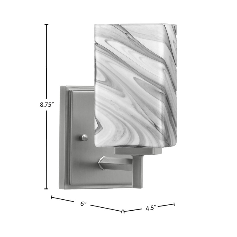 Franklin Wall Sconce Shown With 3.5" Square Onyx Swirl Glass, Nickel