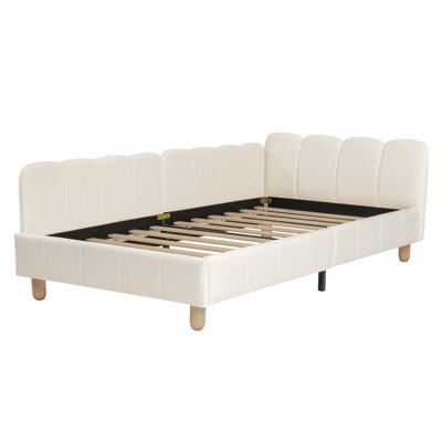 3ft Upholstered Bed With Adjustable Safety Rail Velvet