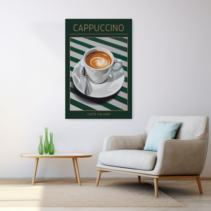 Cappuccino italien, art mural contemporain élégant, H 48 po x l 32 po