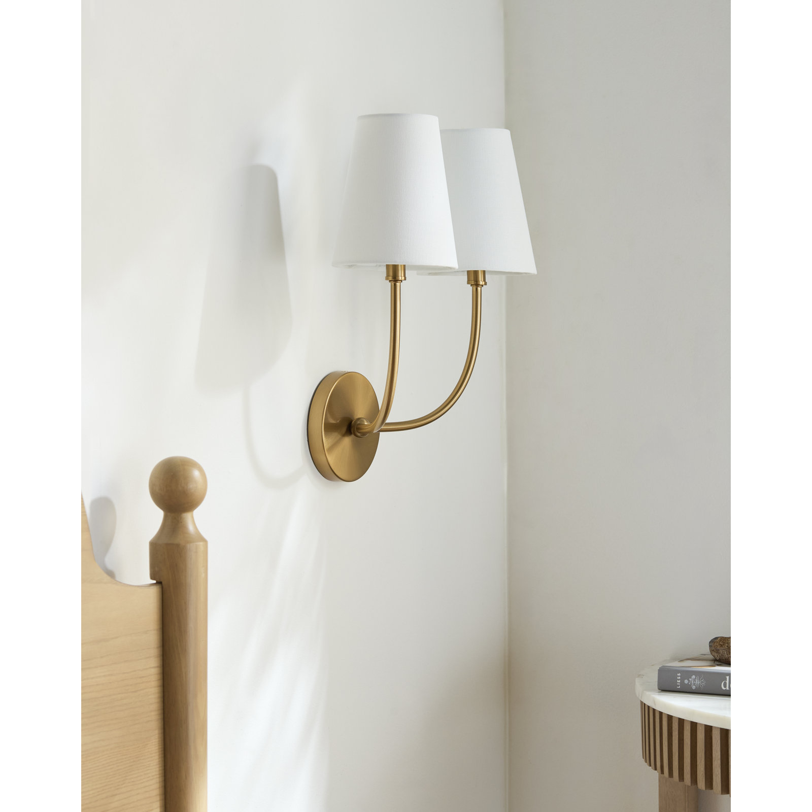 2-Light Armed Sconce, Gold