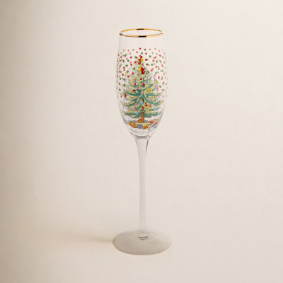 Christmas Tree Polka Dot Champagne Flute