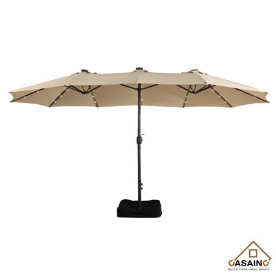 181'' x 106'' Outdoor Double-Sided Patio Umbrella with Base 36 LED Light Market Umbrella with Cover
