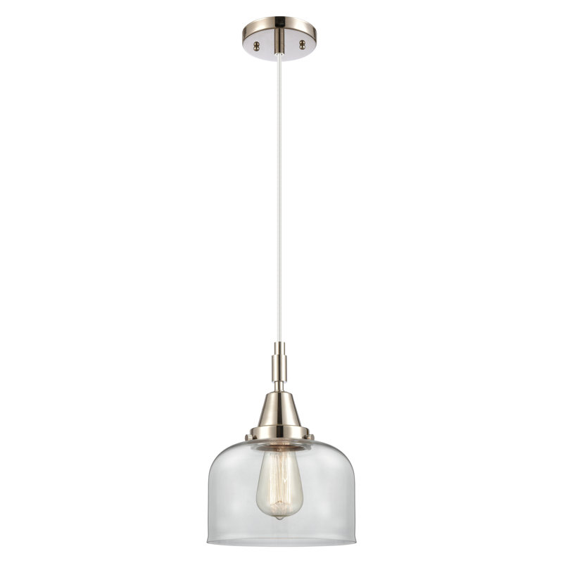 Downtown Urban - Caden Almitra - Mini-luminaire suspendu à cordon 1 lumière - Abat-jour, H 131,88 po x l 8 po x P 8 po, Clair