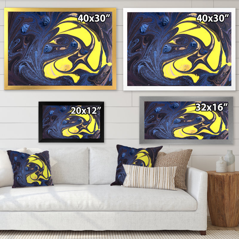 Art liquide en bleu et vert - reproduction sur toile, H 12 po x l 20 po, Toile blanche avec cadre d'angle fermé
