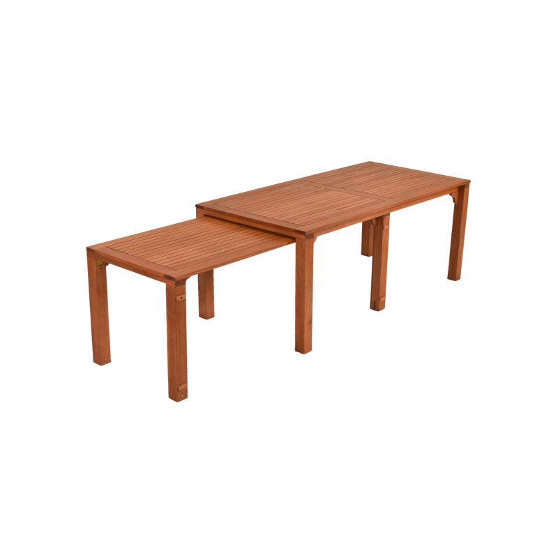 Mertztown 6 - Person Wood Patio Dining Set with Extendable Rectangular Table , Cushions Included