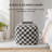 Marta 20" Black Checkered Upholstered Pouf Ottoman-117292686