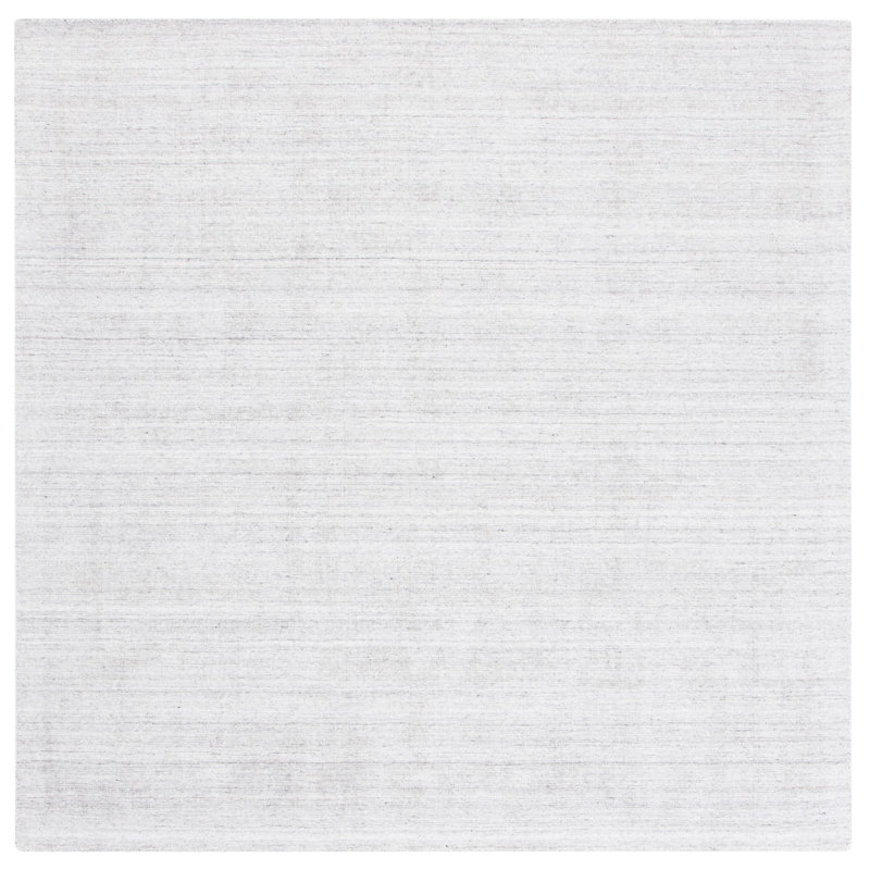 Abbie-Lei Hand Loomed Viscose/Cotton/Wool Solid Color Rug in Light Gray, Square 6'