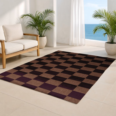 Tapis intérieur / extérieur noir à carreaux