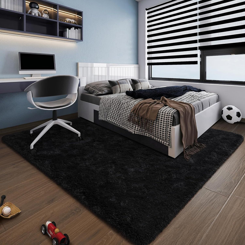 Phyllida Solid Colour Shag Area Rug, Rectangle 183cm x 275cm