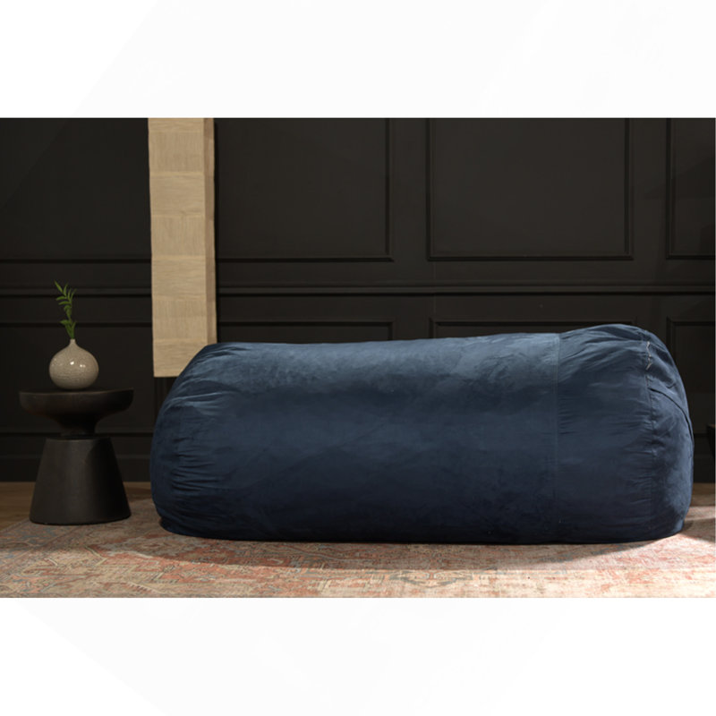 Jasper Traditional Cylindrical Suede Bean Bag, Blue, Blue Fabric