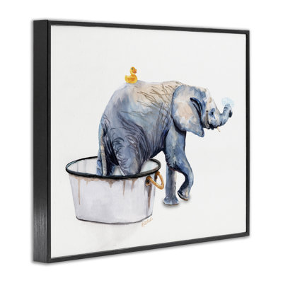 Charming Rustic Elephant in Bubble Bath by Jennifer Redstreake - Painting Print