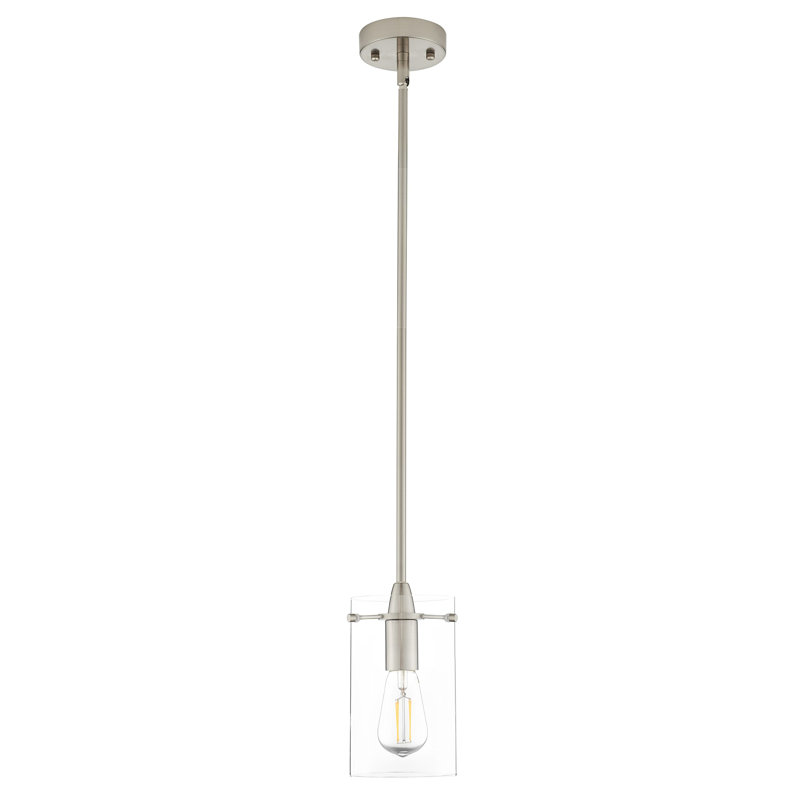 Luminaire suspendu cylindrique à 1 lumière Angelina, Brushed Nickel, Medium Shade, Clear