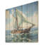 Voilier, aquarelle, horizon vert II - Bateau à voile sur bois-926299566