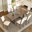 Ensemble de table de salle à manger extensible 7 pièces pour 6 personnes, table de cuisine rectangulaire avec 6 chaises rembourrées, chaises de salle à manger à dossier courbé pour la salle à manger (espresso)