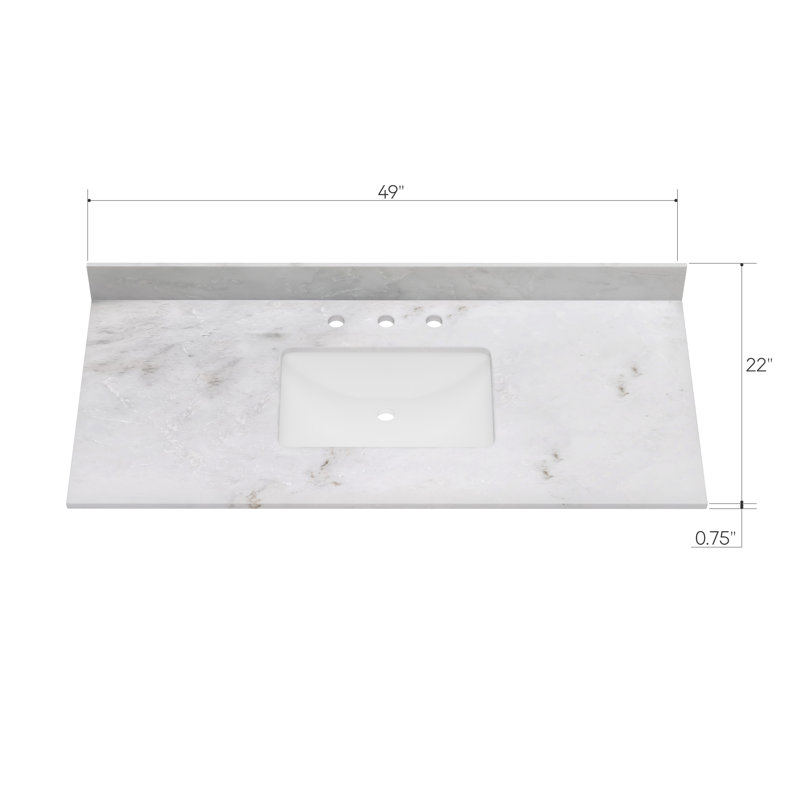 49'' White Marble Single Vanity Top with Ceramic Undermount Sink