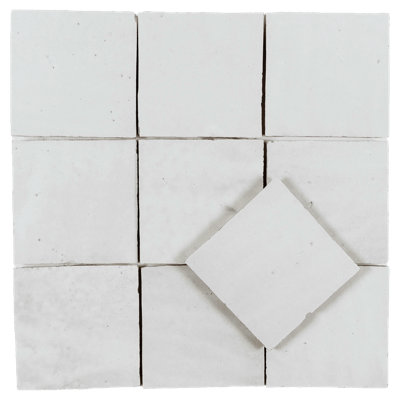 White Gardenia Zellige Ceramic Wall Tile 4x4