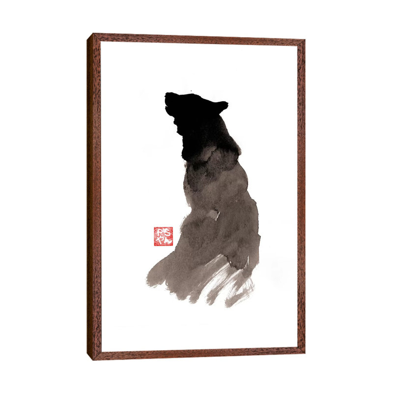 Crying Wolf 1 Piece Wall Art on Canvas, 101.6 cm H x 66.04 cm W, Classic Brown Wood Framed
