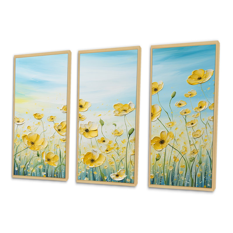 Buttercups Floral Array Field I - Ensemble de décoration murale champ de fleurs, H 28 po x l 36 po x P 1 po