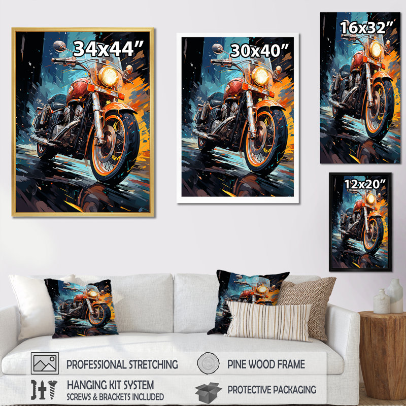 Classic Lavish Motor Bike I, Toile tendue, H 32 po x l 24 po x P 1 po