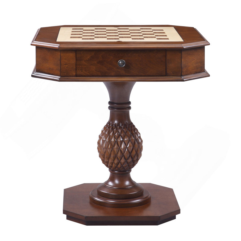 Table de jeu cerise avec base piédestal, H 30,5 po x L 28,5 po x l 28,5 po