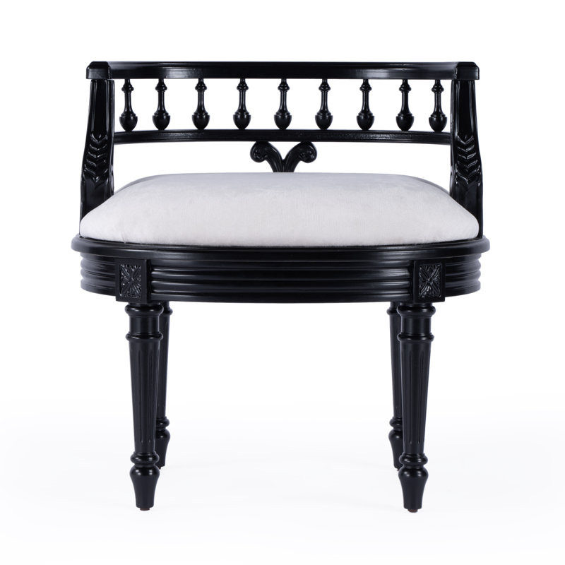 Jules Upholstered Vanity Stool, Black