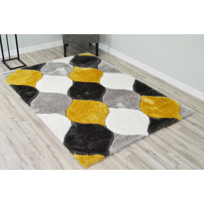 Tapis noir / gris / jaune Hatha