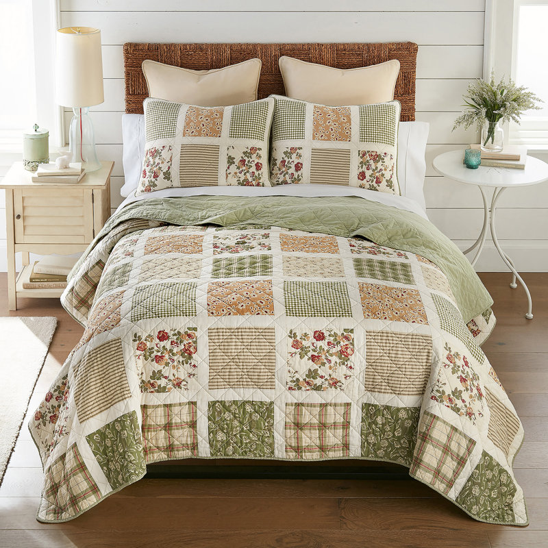 Ensemble de courtepointe en coton 3 pièces Donna, Courtepointe grand + 2 couvre-oreillers standard
