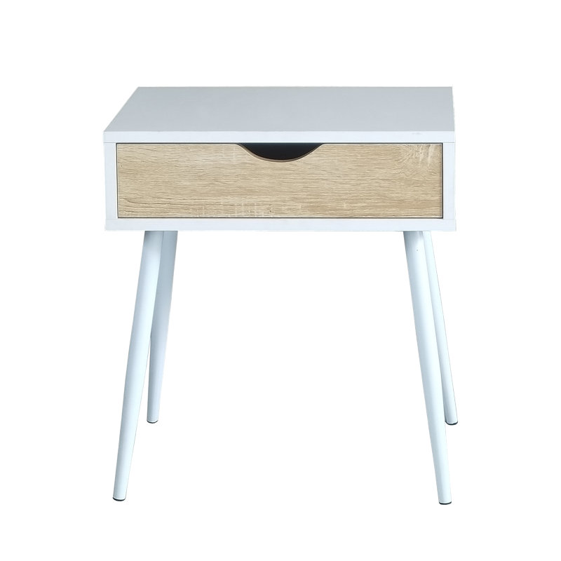 Toulouse 45cm W Manufactured Wood Bedside Table, White/Natural