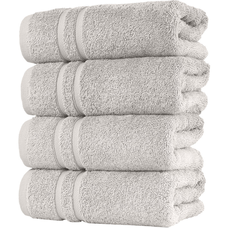 Varley - Essuie-mains 100% coton turc de qualité supérieure pour la salle de bain, Argenté glacé, Hand Towels - 4 Pack