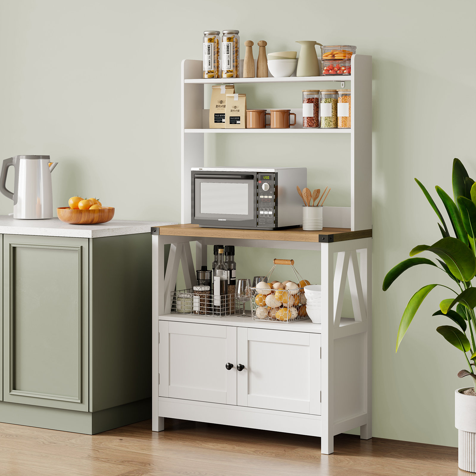 Gracie Oaks Bolesworth 31.15'' Wood Standard Baker's Rack with ...