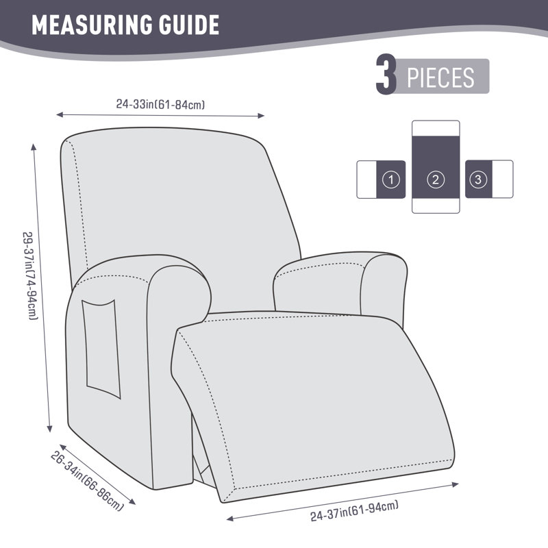 Housse pour fauteuil inclinable avec poches Wald, Gris clair