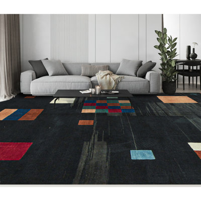 Tapis noir de haute qualité noué à la main Gabbeh