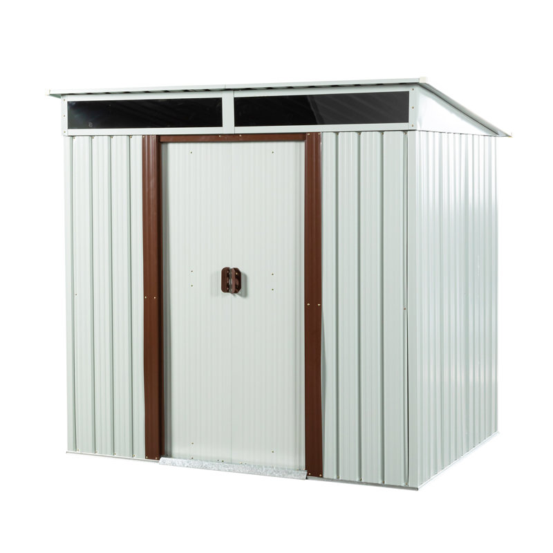 Remise de rangement extérieure en métal 6 pi x 5 pi blanc