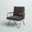 Chaise de patio à pieds en épingle avec coussins en métal et bois Mccluskey-692013654