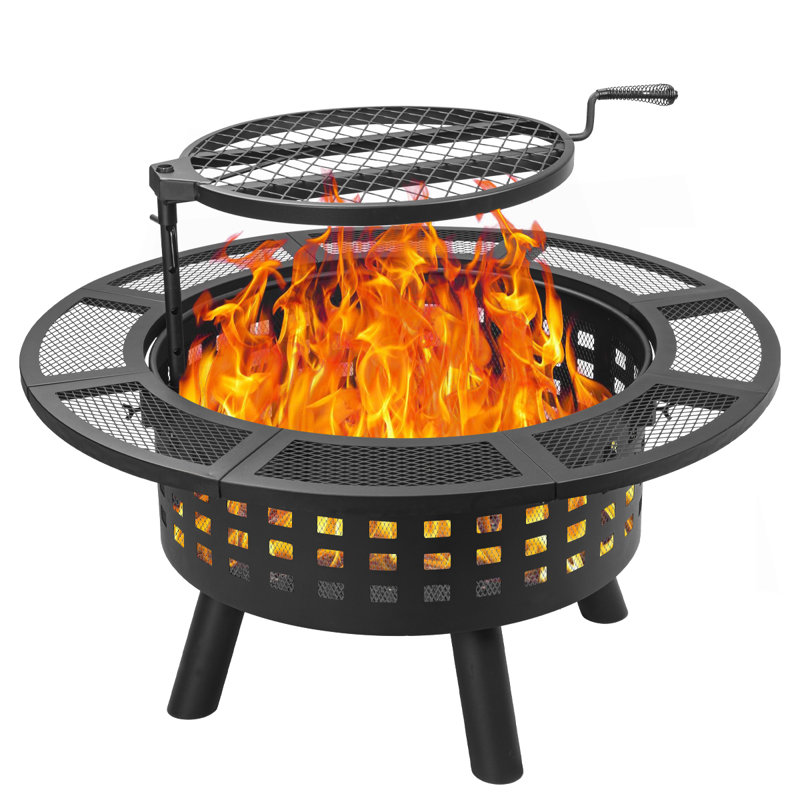 Elanah Round Steel Wood Burning Fire Pit