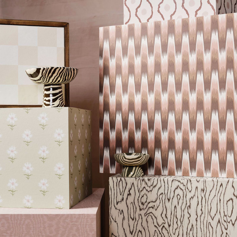 Henry Holland Abstract Non-Woven Wallpaper Double Roll, Rose