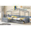 Lit plateforme simple avec trois tiroirs de rangement, gris