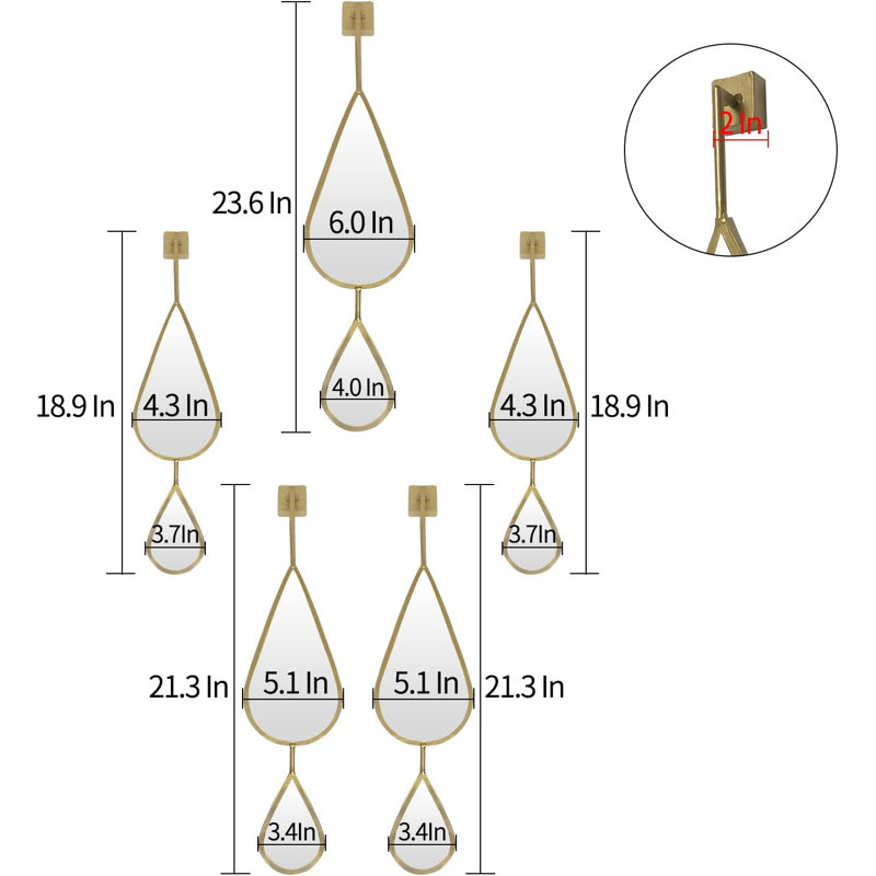 Ensemble de miroirs 5 pièces Nirmaan