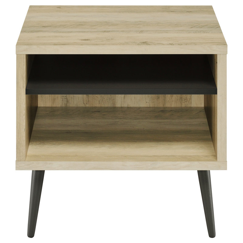 Square Side End Table with Storage Shelf
