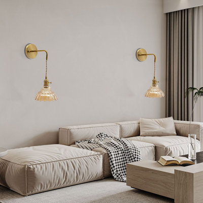 Lampe murale ajustable dorée rétro