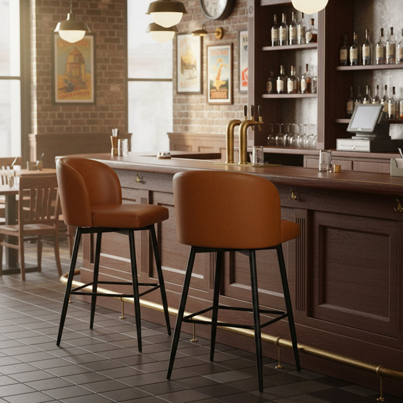 Kerfoot 27.1" Seat Height Swivel Saddle Faux Leather Counter & Bar Stool