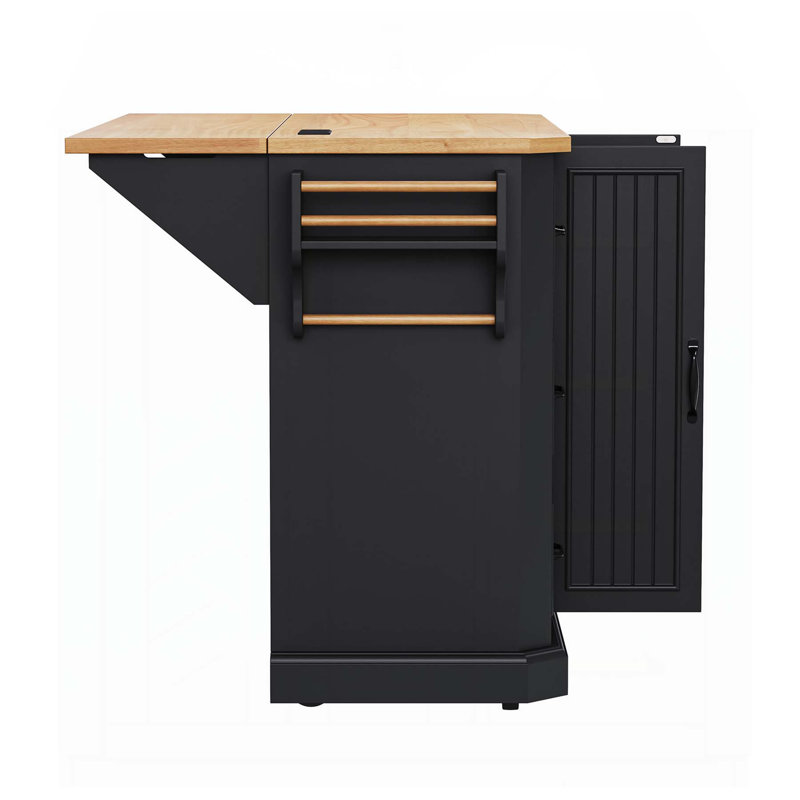Îlot de cuisine polyvalent avec de multiples options de rangement et des fonctionnalités avancées, Noir