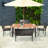 Clinger 6 - Person Acacia Wicker Patio Dining Set with Rectangular Table