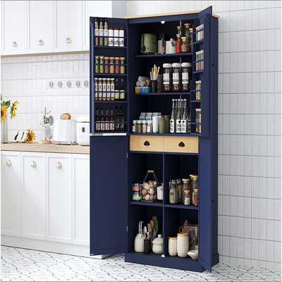 [Vidéo d'assemblage fournie] Armoire de rangement surdimensionnée de 40,2 x 20 x 71,3 pouces pour garde-manger de grande taille avec 2 tiroirs, 2 tablettes réglables, 8 tablettes de porte pour la cuisine et la salle à manger.