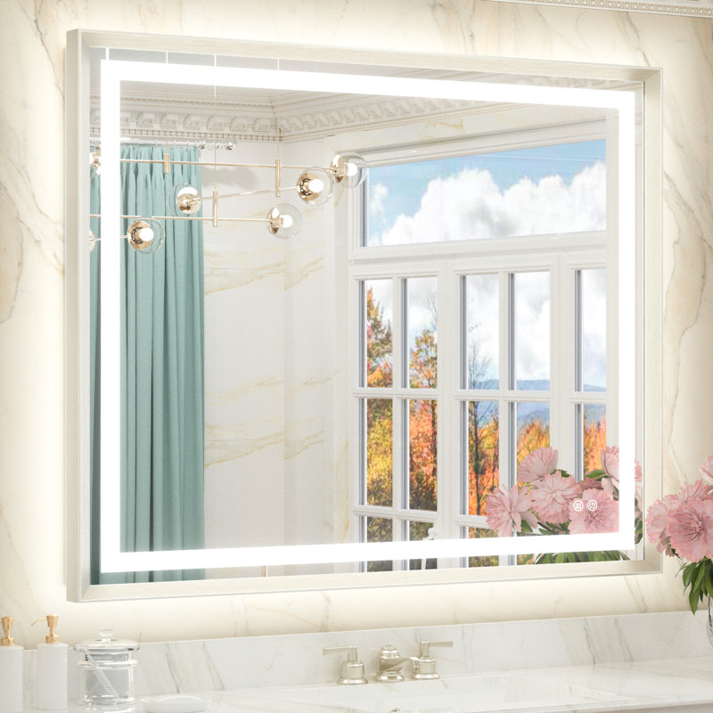 Miroir de salle de bain Dineen, Nickel brossé, 42 po x 36 po