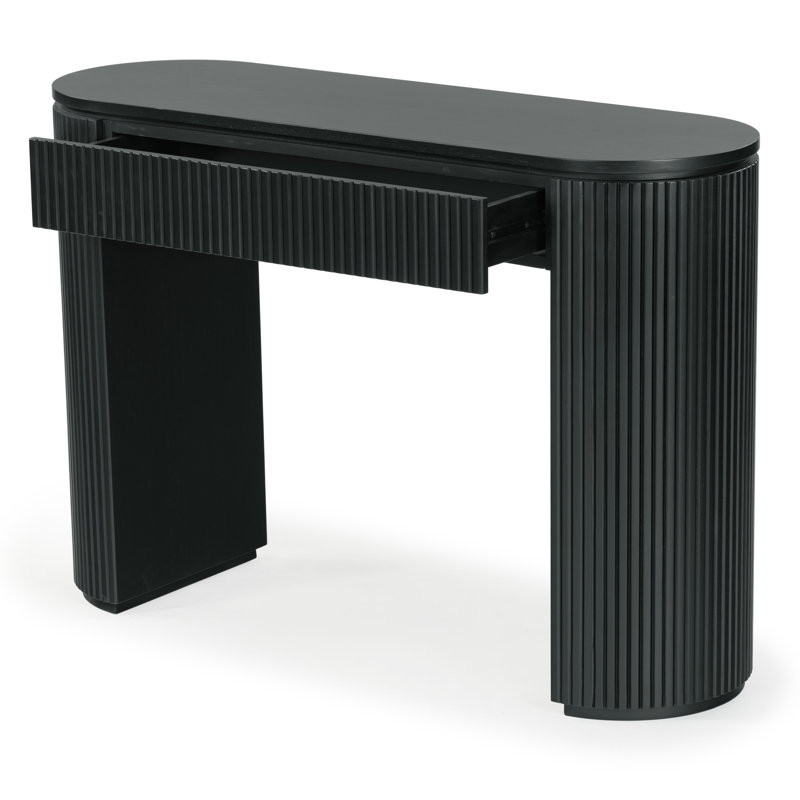 Duren Fluted 1 Drawer Console, Black