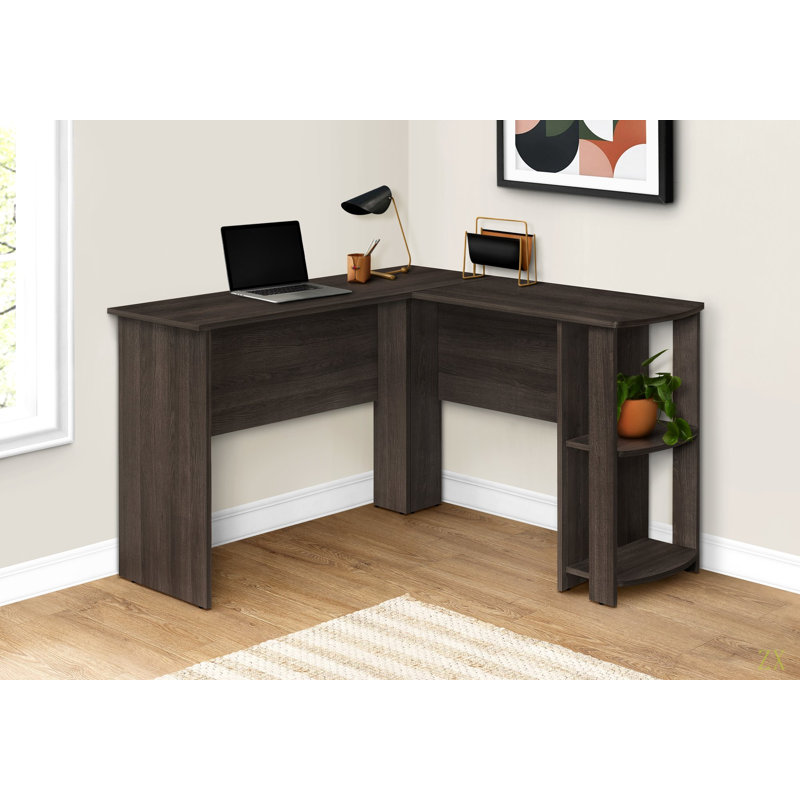 Bureau d'ordinateur, bureau personnel, coin, tablettes de rangement, L 48 po, forme en L, travail, stratifié pour ordinateur portable, contemporain, moderne