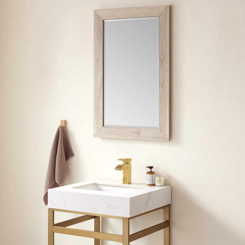 Engineered Wood Flat Wall Mirror, Mexican Oak, 36" x 24"